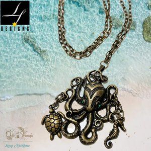 lf DESIGNS: NWT Octo & Friends Antique Brass Nautical Necklace